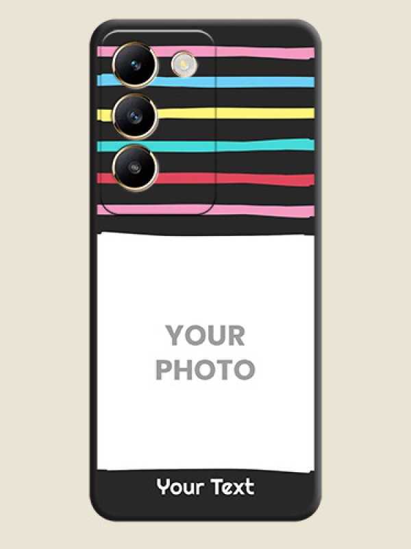 Custom Multicolor Lines with Image on Space Black Personalized Soft Matte Phone Covers - Vivo T3 5G - alternate view