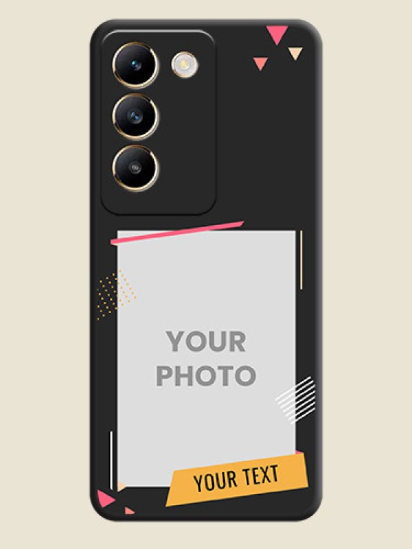 Custom Photo Frame with Triangle Small Dots - Photo on Space Black Soft Matte Back Cover - Vivo T3 5G - alternate view