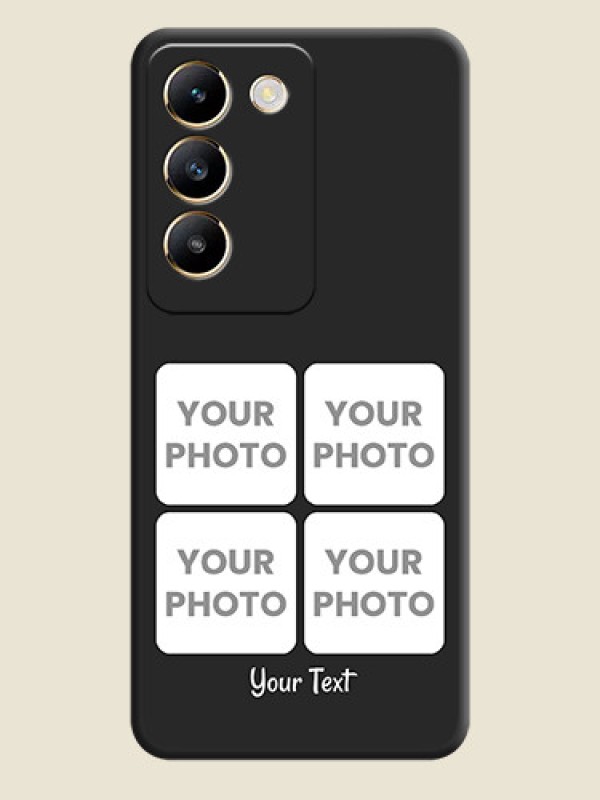 Custom Floral Art with 6 Image Holder - Photo on Space Black Soft Matte Mobile Case - Vivo T3 5G - alternate view
