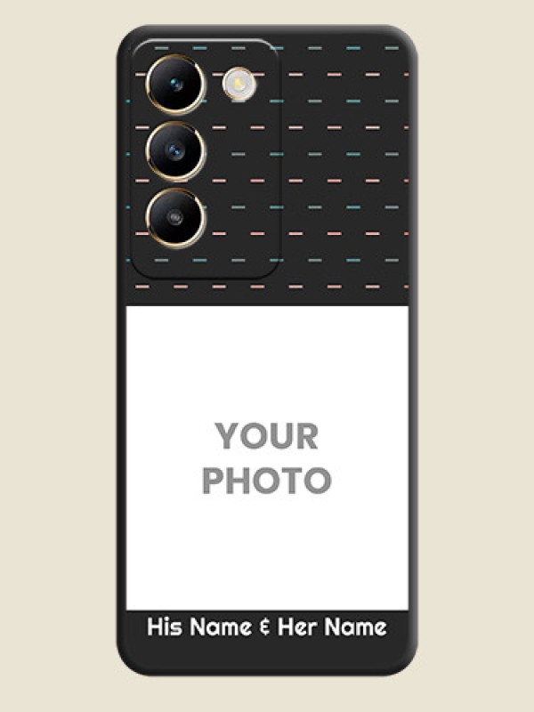 Custom Line Pattern Design with Text on Space Black Custom Soft Matte Phone Back Cover - Vivo T3 5G - alternate view
