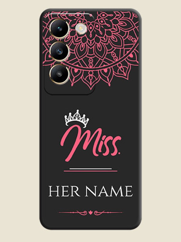 Custom Mrs Name with Floral Design on Space Black Personalized Soft Matte Phone Covers - Vivo T3 5G - alternate view