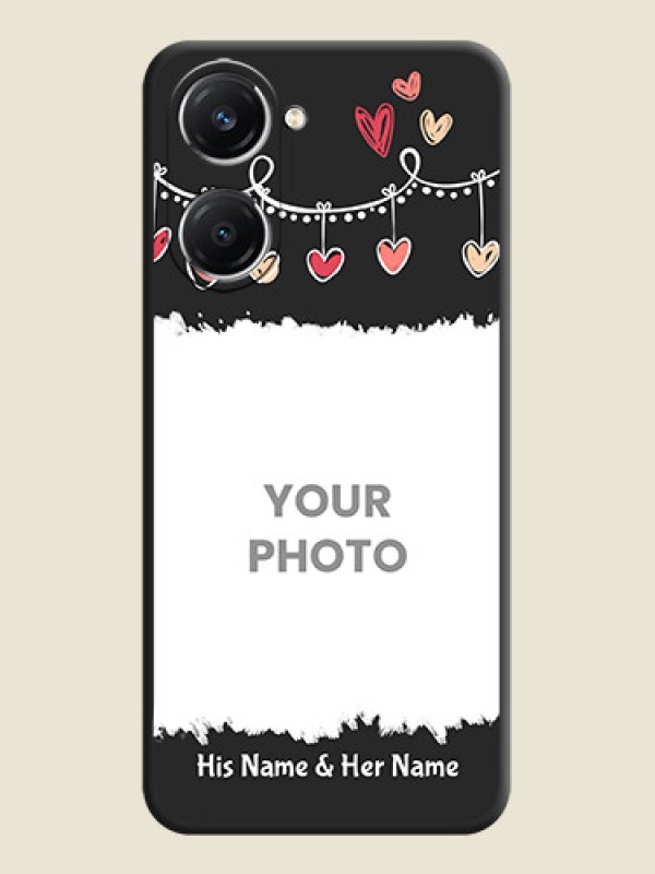Custom Pink Love Hangings with Name On Space Black Custom Soft Matte Mobile Back Cover - Vivo T3 Lite 5G - alternate view