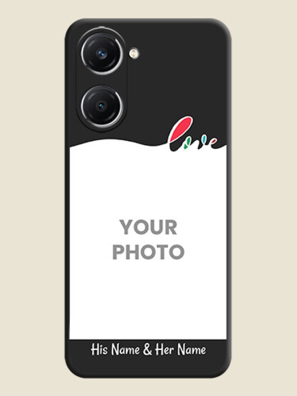 Custom Fall in Love Pattern with Picture on Photo On Space Black Custom Soft Matte Mobile Back Cover - Vivo T3 Lite 5G - alternate view