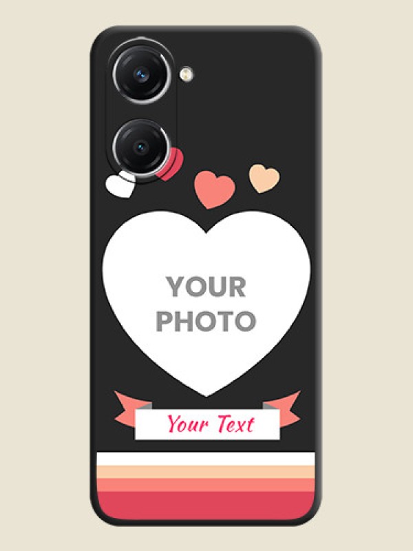 Custom Love Shaped Photo with Colorful Stripes On Space Black Custom Soft Matte Mobile Back Cover - Vivo T3 Lite 5G - alternate view