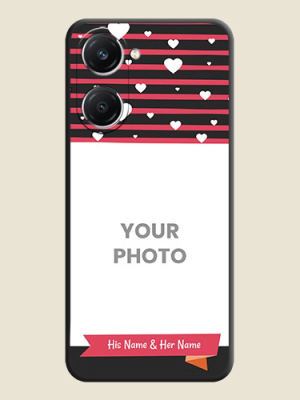 Custom White Color Love Symbols with Pink Lines Pattern On Space Black Custom Soft Matte Mobile Back Cover - Vivo T3 Lite 5G - alternate view
