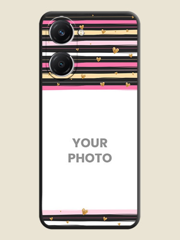 Custom Multicolor Lines and Golden Love Symbols Design on Photo On Space Black Custom Soft Matte Mobile Back Cover - Vivo T3 Lite 5G - alternate view