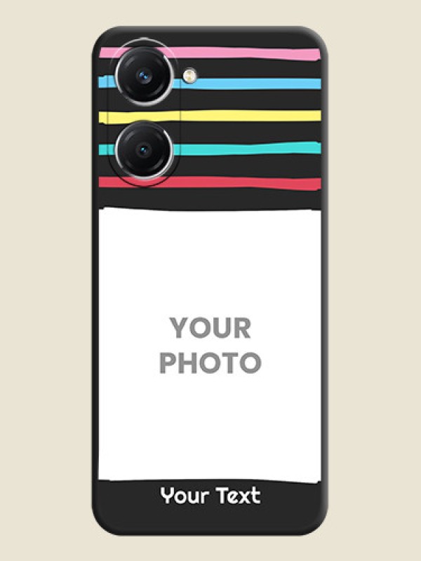 Custom Multicolor Lines with Image On Space Black Custom Soft Matte Mobile Back Cover - Vivo T3 Lite 5G - alternate view