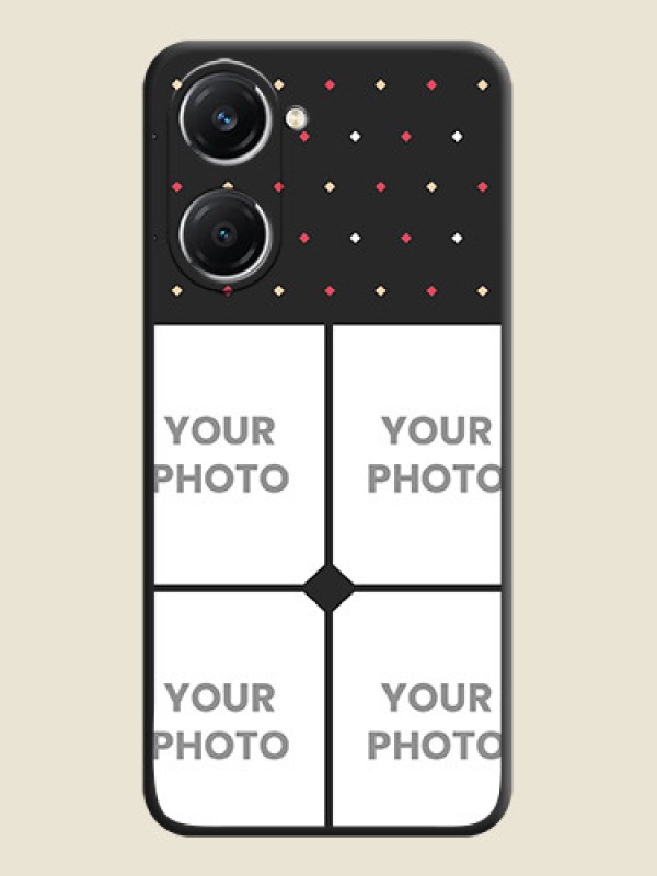 Custom Multicolor Dotted Pattern with 4 Image Holder On Space Black Custom Soft Matte Mobile Back Cover - Vivo T3 Lite 5G - alternate view
