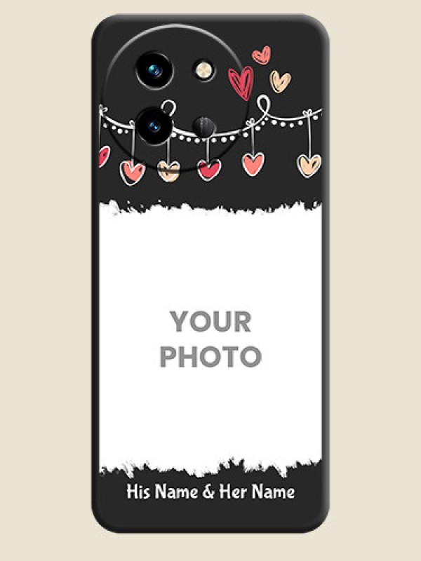 Custom Pink Love Hangings with Name On Space Black Custom Soft Matte Mobile Back Cover - Vivo T3X 5G - alternate view