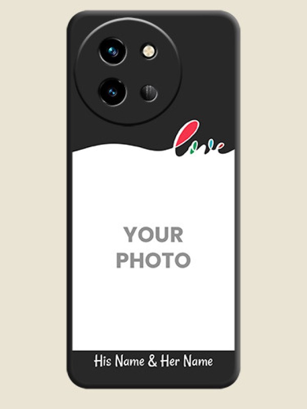 Custom Fall in Love Pattern with Picture on Photo On Space Black Custom Soft Matte Mobile Back Cover - Vivo T3X 5G - alternate view