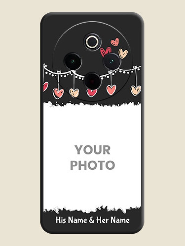 Custom Pink Love Hangings with Name On Space Black Custom Soft Matte Mobile Back Cover - Vivo T4 5G - alternate view
