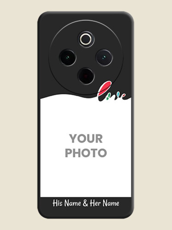 Custom Fall in Love Pattern with Picture on Photo On Space Black Custom Soft Matte Mobile Back Cover - Vivo T4 5G - alternate view