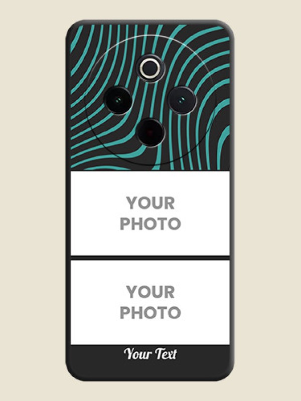 Custom Wave Pattern with 2 Image Holder On Space Black Custom Soft Matte Mobile Back Cover - Vivo T4 5G - alternate view