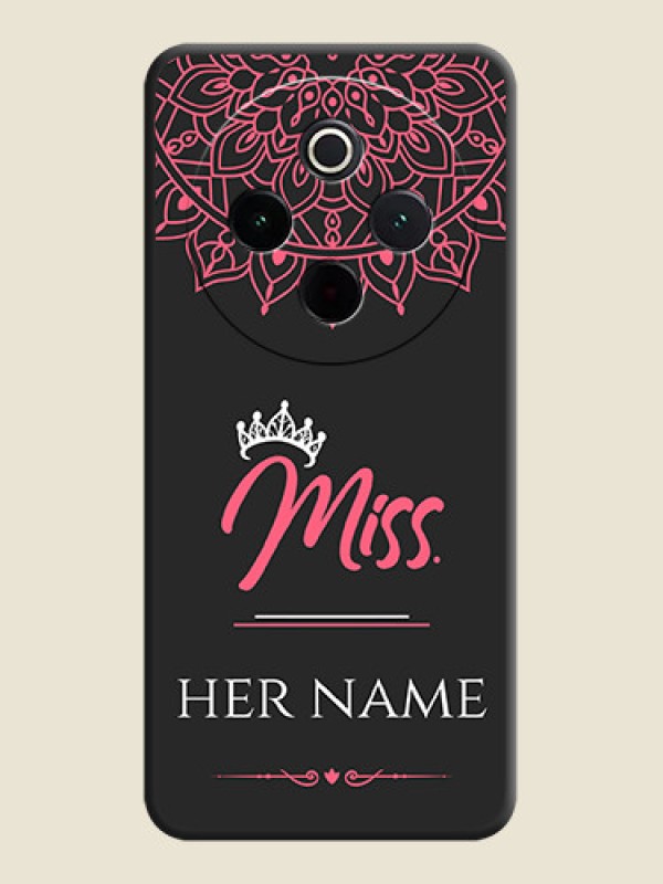 Custom Mrs Name with Floral Design On Space Black Custom Soft Matte Mobile Back Cover - Vivo T4 5G - alternate view