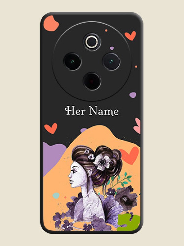Custom Namecase For Her With Fancy Lady Image On Space Black Custom Soft Matte Mobile Back Cover - Vivo T4 5G - alternate view