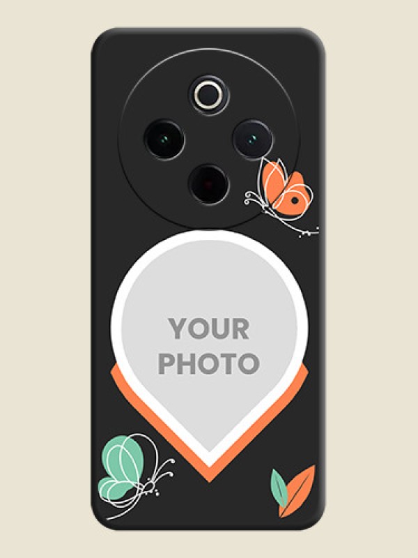 Custom Upload Pic With Simple Butterly Design On Space Black Custom Soft Matte Mobile Back Cover - Vivo T4 5G - alternate view