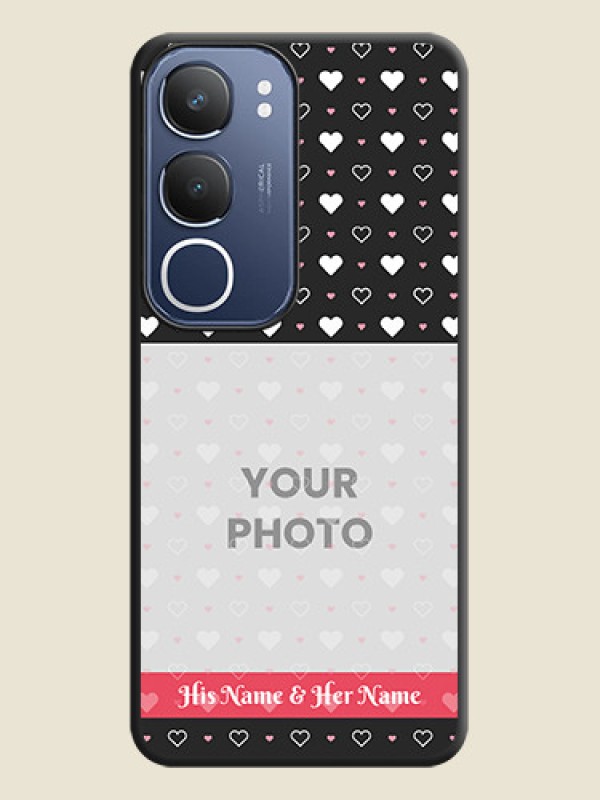 Custom White Color Love Symbols with Text Design on Photo On Space Black Custom Soft Matte Mobile Back Cover - Vivo T4 Lite - alternate view