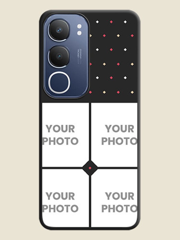 Custom Multicolor Dotted Pattern with 4 Image Holder On Space Black Custom Soft Matte Mobile Back Cover - Vivo T4 Lite - alternate view