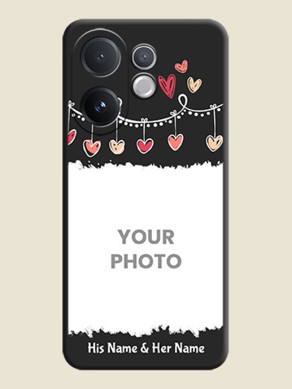 Custom Pink Love Hangings with Name On Space Black Custom Soft Matte Mobile Back Cover - Vivo T4 Pro 5G - alternate view