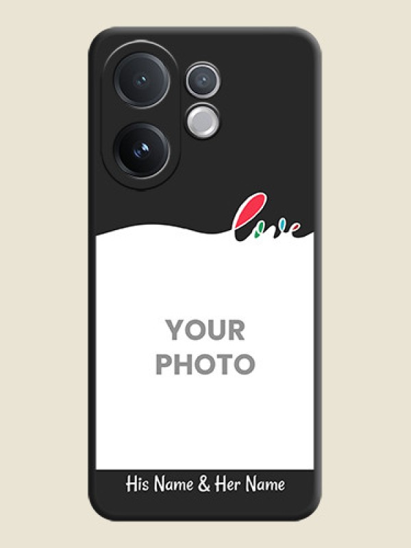 Custom Fall in Love Pattern with Picture on Photo On Space Black Custom Soft Matte Mobile Back Cover - Vivo T4 Pro 5G - alternate view
