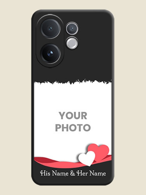 Custom Pin Color Love Shaped Ribbon Design with Text On Space Black Custom Soft Matte Mobile Back Cover - Vivo T4 Pro 5G - alternate view