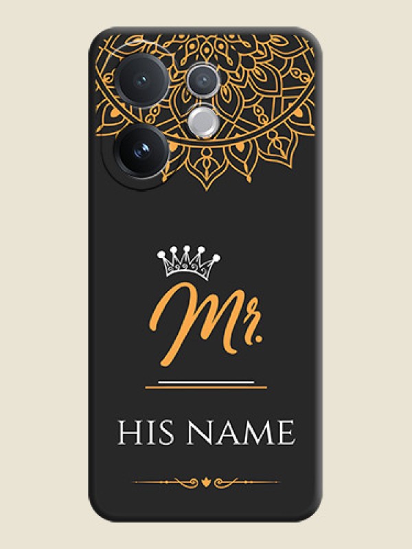 Custom Mr Name with Floral Design On Space Black Custom Soft Matte Mobile Back Cover - Vivo T4 Pro 5G - alternate view