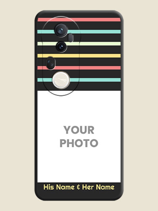 Custom Color Stripes with Photo and Text on Photo On Space Black Custom Soft Matte Mobile Back Cover - Vivo T4 Ultra 5G - alternate view
