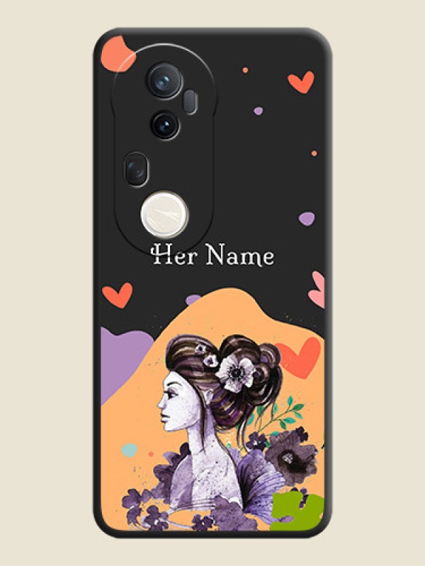 Custom Namecase For Her With Fancy Lady Image On Space Black Custom Soft Matte Mobile Back Cover - Vivo T4 Ultra 5G - alternate view