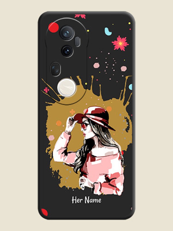 Custom Mordern Lady With Color Splash Background With Custom Text On Space Black Custom Soft Matte Mobile Back Cover - Vivo T4 Ultra 5G - alternate view