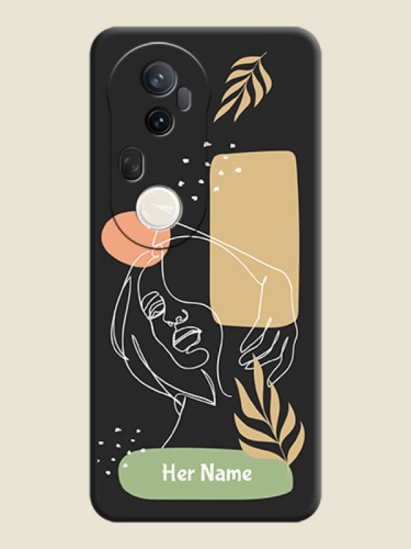 Custom Custom Text With Line Art Of Women & Leaves Design On Space Black Custom Soft Matte Mobile Back Cover - Vivo T4 Ultra 5G - alternate view
