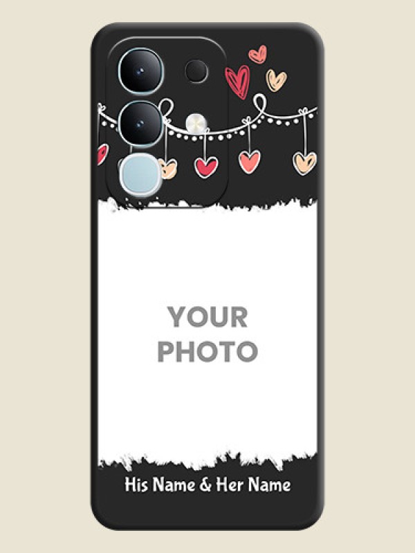 Custom Pink Love Hangings with Name On Space Black Custom Soft Matte Mobile Back Cover - Vivo T4x 5G - alternate view