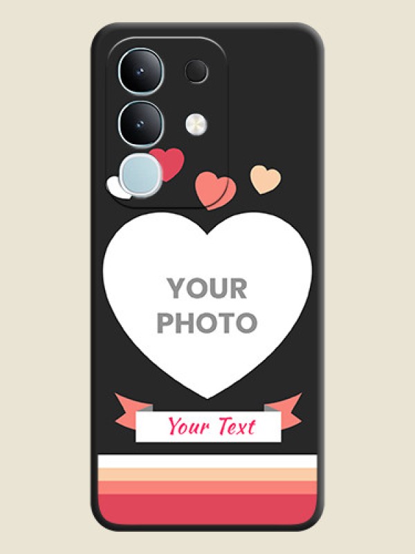 Custom Love Shaped Photo with Colorful Stripes On Space Black Custom Soft Matte Mobile Back Cover - Vivo T4x 5G - alternate view