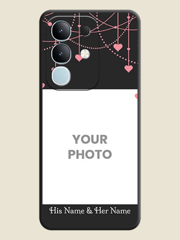 Custom Pink Love Hangings with Text On Space Black Custom Soft Matte Mobile Back Cover - Vivo T4x 5G - alternate view