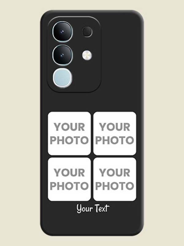 Custom Floral Art with 6 Image Holder on Photo On Space Black Custom Soft Matte Mobile Back Cover - Vivo T4x 5G - alternate view