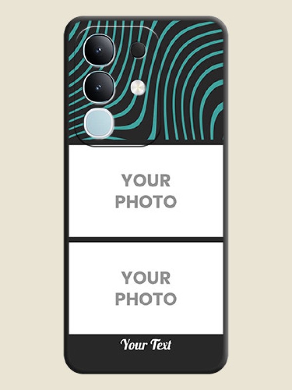 Custom Wave Pattern with 2 Image Holder On Space Black Custom Soft Matte Mobile Back Cover - Vivo T4x 5G - alternate view