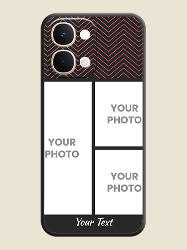 Custom Wave Pattern with 3 Image Holder On Space Black Custom Soft Matte Mobile Back Cover - Vivo T5X 5G - alternate view