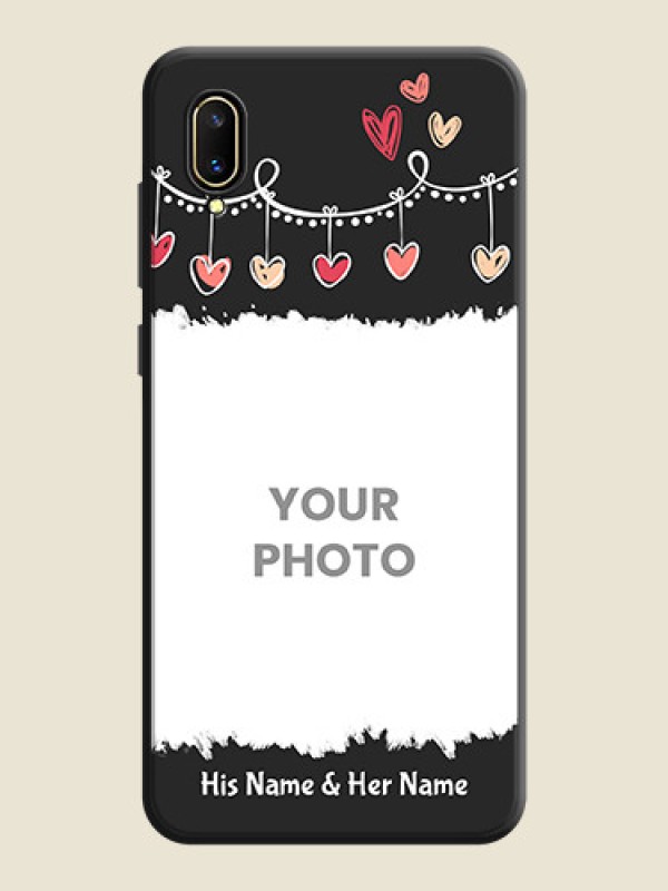 Custom Pink Love Hangings with Name on Space Black Custom Soft Matte Phone Cases - Vivo V11 Pro - alternate view