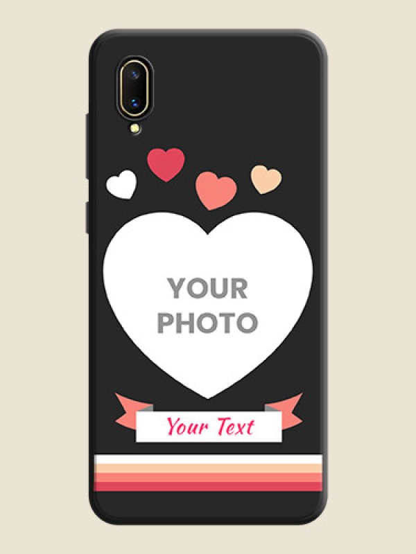 Custom Love Shaped Photo with Colorful Stripes on Personalised Space Black Soft Matte Cases - Vivo V11 Pro - alternate view