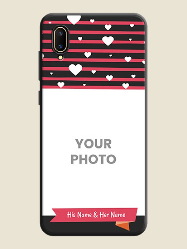 Custom White Color Love Symbols with Pink Lines Pattern on Space Black Custom Soft Matte Phone Cases - Vivo V11 Pro - alternate view