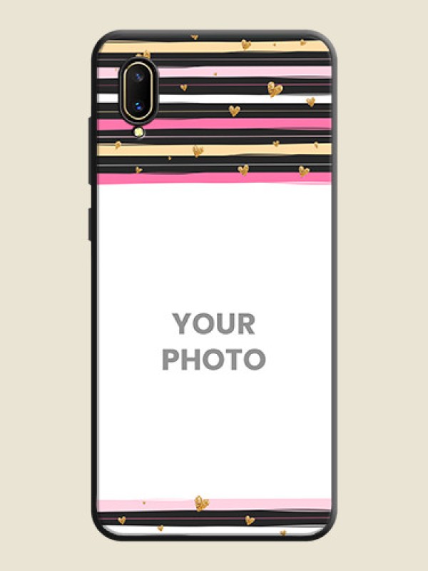 Custom Multicolor Lines and Golden Love Symbols Design on Photo on Space Black Soft Matte Mobile Cover - Vivo V11 Pro - alternate view