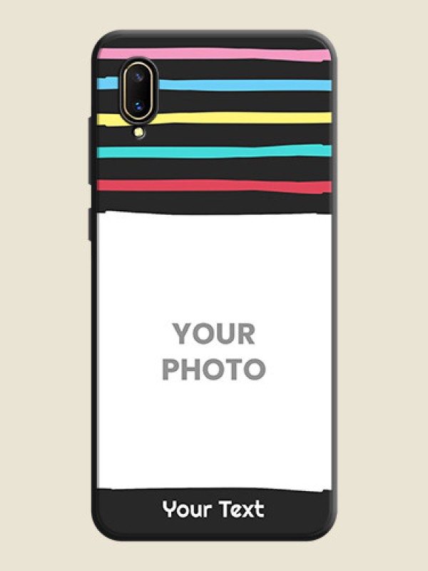 Custom Multicolor Lines with Image on Space Black Personalized Soft Matte Phone Covers - Vivo V11 Pro - alternate view