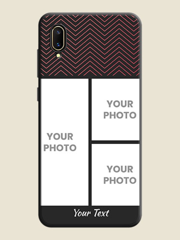 Custom Wave Pattern with 3 Image Holder on Space Black Custom Soft Matte Back Cover - Vivo V11 Pro - alternate view