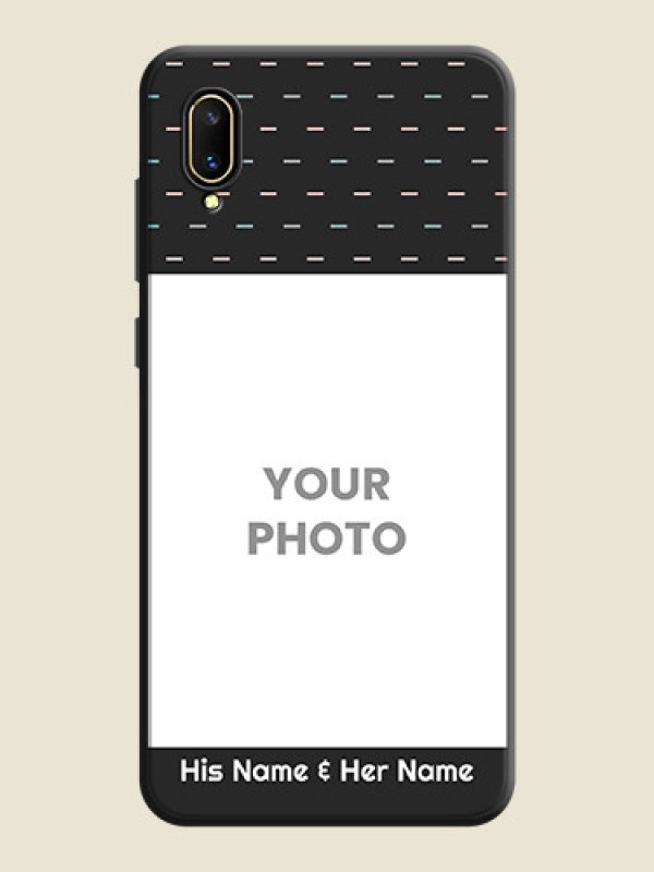 Custom Line Pattern Design with Text on Space Black Custom Soft Matte Phone Back Cover - Vivo V11 Pro - alternate view