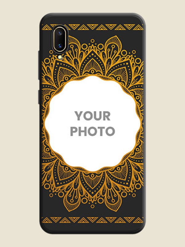 Custom Round Image with Floral Design on Photo on Space Black Soft Matte Mobile Cover - Vivo V11 Pro - alternate view