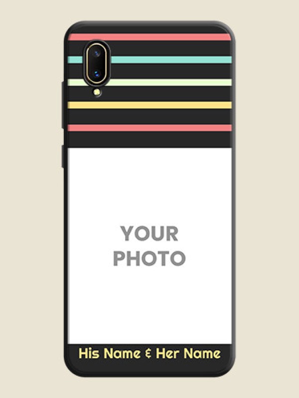 Custom Color Stripes with Photo and Text on Photo on Space Black Soft Matte Mobile Case - Vivo V11 Pro - alternate view