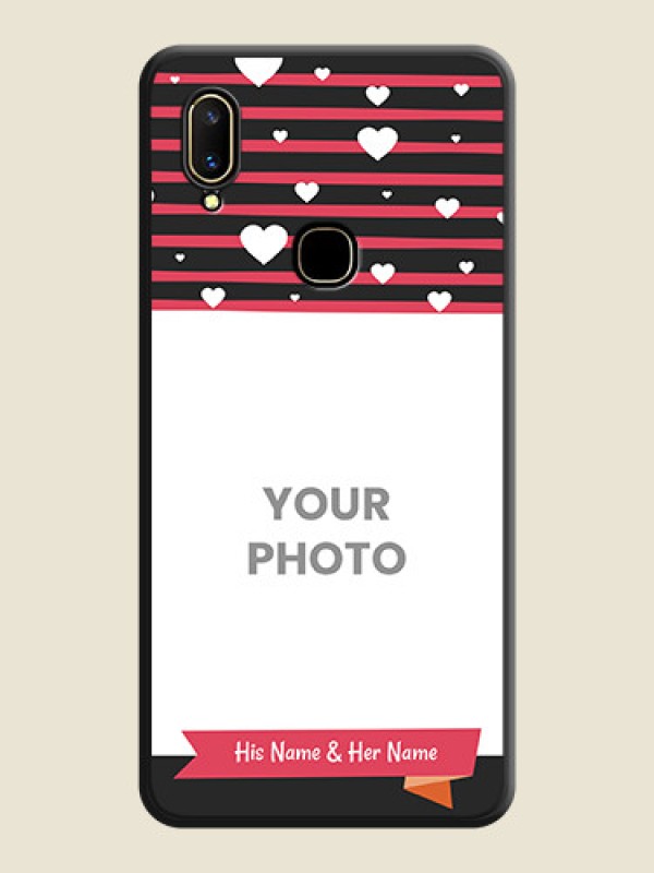Custom White Color Love Symbols with Pink Lines Pattern on Space Black Custom Soft Matte Phone Cases - Vivo V11 - alternate view