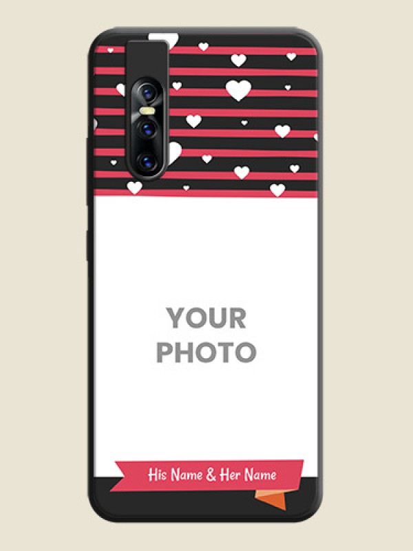 Custom White Color Love Symbols with Pink Lines Pattern on Space Black Custom Soft Matte Phone Cases - Vivo V15 Pro - alternate view