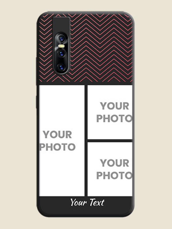 Custom Wave Pattern with 3 Image Holder on Space Black Custom Soft Matte Back Cover - Vivo V15 Pro - alternate view