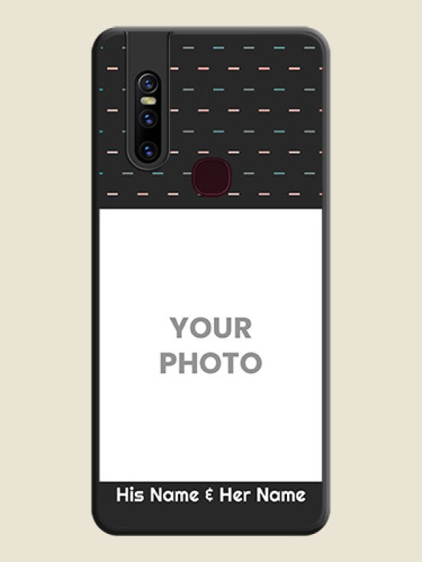 Custom Line Pattern Design with Text on Space Black Custom Soft Matte Phone Back Cover - Vivo V15 - alternate view