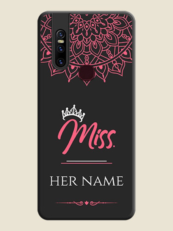 Custom Mrs Name with Floral Design on Space Black Personalized Soft Matte Phone Covers - Vivo V15 - alternate view